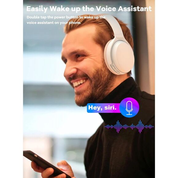 HROEENOI Active Noise Cancelling Wireless Bluetooth Over-Ear Headphones (1084) - Picture 6 of 7